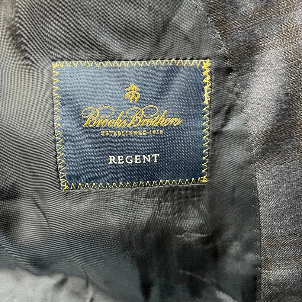 Brooks Brothers Blazer Mens 44L Navy Blue Plaid Wool Reda Regent Sport Coat